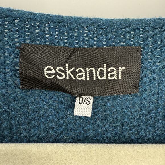 Eskandar Cashmere 3/4 Sleeve Long Tunic Sweater O/S One size Dark Teal - Picture 10 of 12